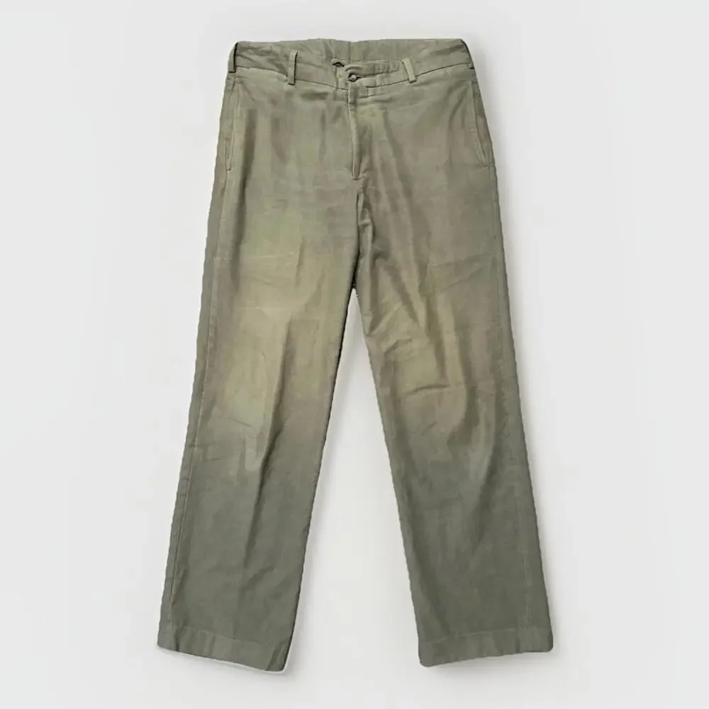 Charleston Khakis Pants 36 Olive Green Cuffed USA Vintage Heavy‎